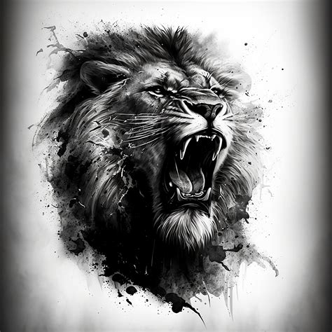 black and grey lion tattoo|roaring lion tattoo design.